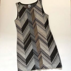 MISSONI Italy Sleeveless Knit Dress Chevron Black Mint Grey Shimmer size 10